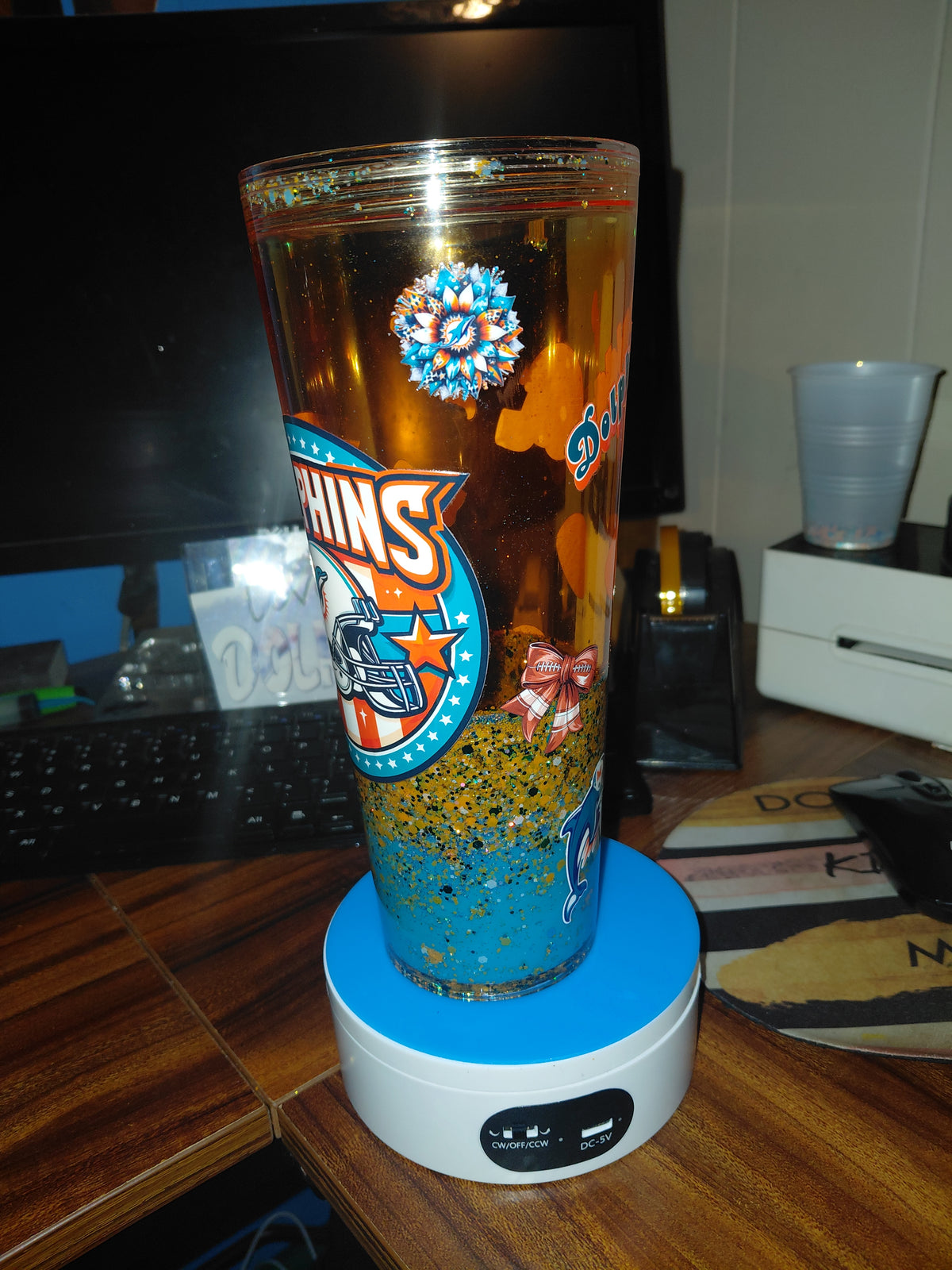 24oz Dolphins lava snowglobe